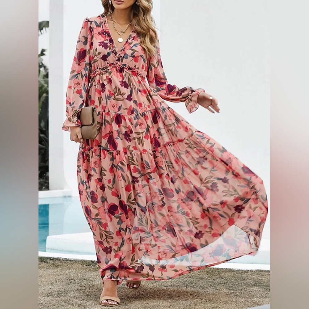 Cloudwalk Large Floral Pink Maxi Dress